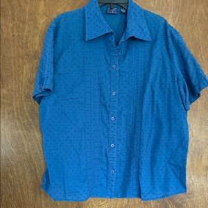 Mountain Lake Women's Blue Short-Sleeve Button-Down Shirt